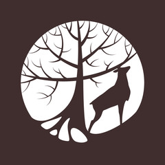 Deer and tree