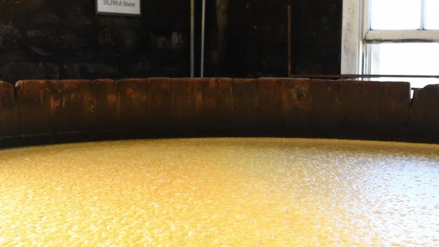 Bourbon Mash At The End of Fermentation in Wooden Tank
