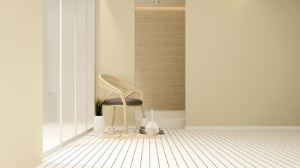 living space and balcony in apartment or hotel - Interior Design - 3D Rendering