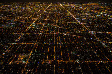 Aerial view to night city Chicago streets - 178505898
