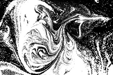 Black and white liquid texture. Watercolor hand drawn marbling illustration. Abstract vector background. Monochrome marble pattern.