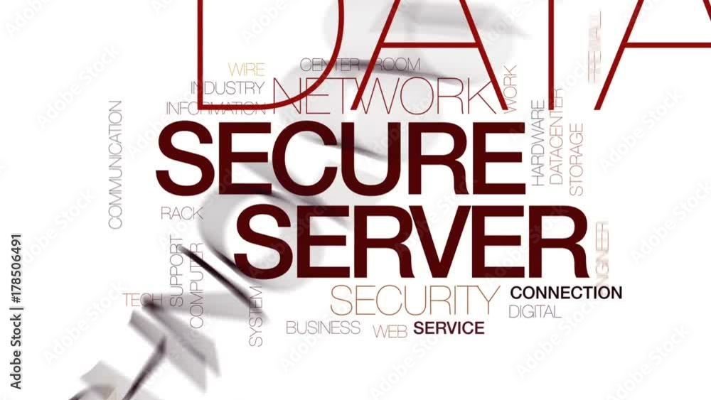 Aufkleber secure server animated word cloud, text design animation. kinetic typography.