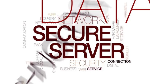 Secure server animated word cloud, text design animation. Kinetic typography.