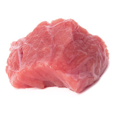 Raw chopped beef meat cube isolated om white background cut out.