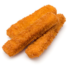 Crispy Fish fingers isolated on white background