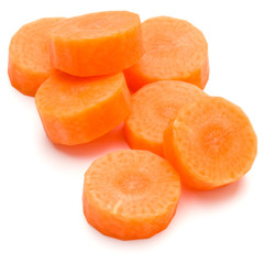 Fototapeta na wymiar Chopped carrot slices isolated on white background cutout
