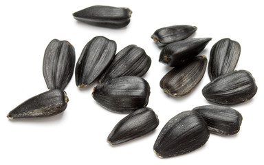 Sunflower seeds  isolated on white background close up