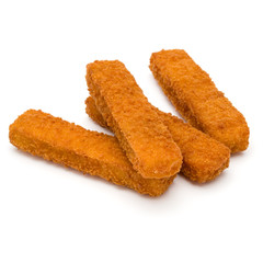 Crispy Fish fingers isolated on white background