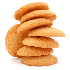 stacked short pastry cookies isolated on white background
