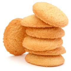stacked short pastry cookies isolated on white background