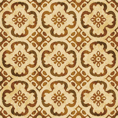 Retro brown watercolor texture grunge seamless background round curve flower geometry