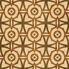 Retro brown watercolor texture grunge seamless background round goemetry cross flower