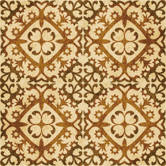 Retro brown watercolor texture grunge seamless background flower spiral kaleidoscope