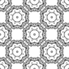 Abstract black and white seamless pattern. Hand drawn vector illustration