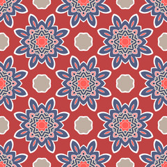 Abstract stylized floral seamless pattern. Hand drawn vector illustration