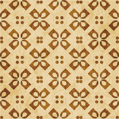 Obraz premium Retro brown watercolor texture grunge seamless background cross round check flower kaleidoscope