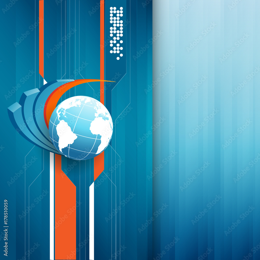Poster vector frame with globe and lines. elements for design. template with copy space. eps10