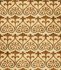 Retro brown watercolor texture grunge seamless background curve spiral cross flower