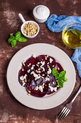 Beetroot salad with cheese