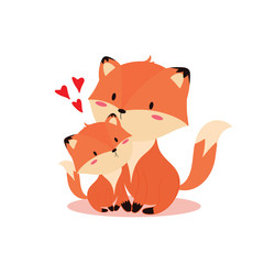 cute fox in love vector