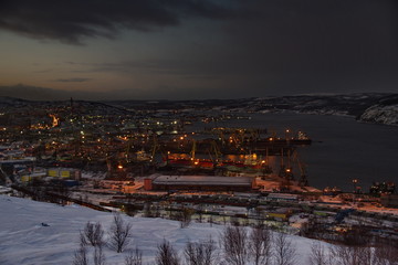 Obraz premium The seaport town of Murmansk