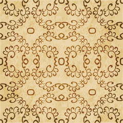 Retro brown watercolor texture grunge seamless background spiral curve cross chain
