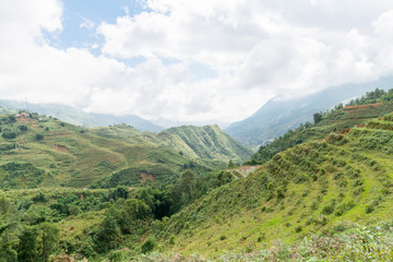landscape view of mountains and rice terraces