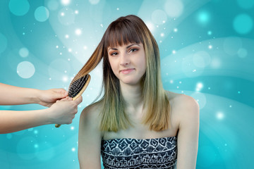 Graceful woman getting ready with shiny background