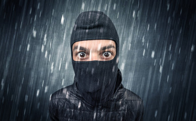Caught burglar by house camera in action.