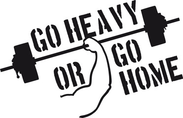 team go heavy or go home crew stark workout gym beast mode cool design logo gewicht heben hanteln bodybuilder