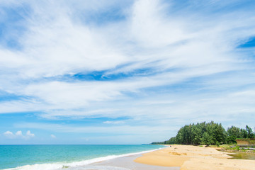 Beautiful beach with blue sky at Mai khao beach, Phuket, Thailand