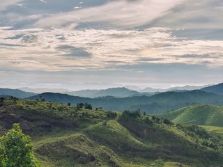 Mountain range in cloudy day. Beautiful landscape in Thailand.