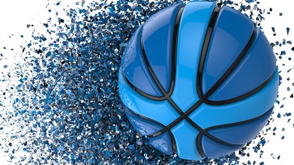 Blue Basketball with Particles. 3D illustration. 3D high quality rendering.