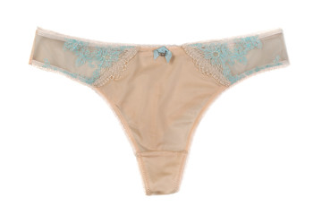 Beige Lacy panties. Isolate on white
