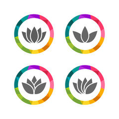 Obraz premium Lotus flower concept with colorful low poly circle as design element