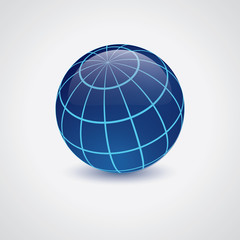 Blue glass bowl. Earth icon