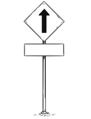 Drawing of One Way Arrow Traffic Sign