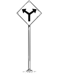 Drawing of Two Ways Arrow Traffic Sign