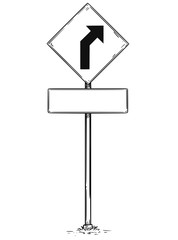 Drawing of Curved Road Arrow Traffic Sign