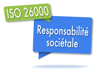 ISO 26000 quality management in colored bubbles