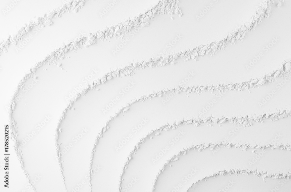 Poster white abstract soft smooth striped plaster background with curved waves.