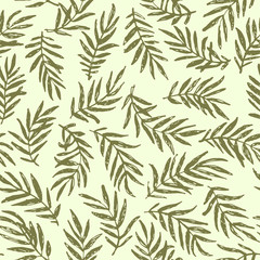 Seamless palm branch pattern hand drawn design. Simple background. Seamless pattern. Vector illustration