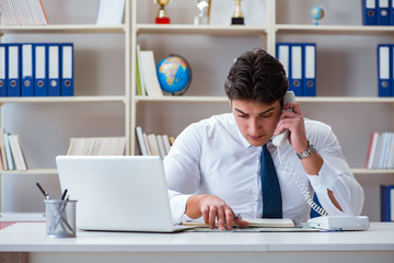 Businessman operator agent working in the office