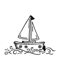 Ship in the waves drawing