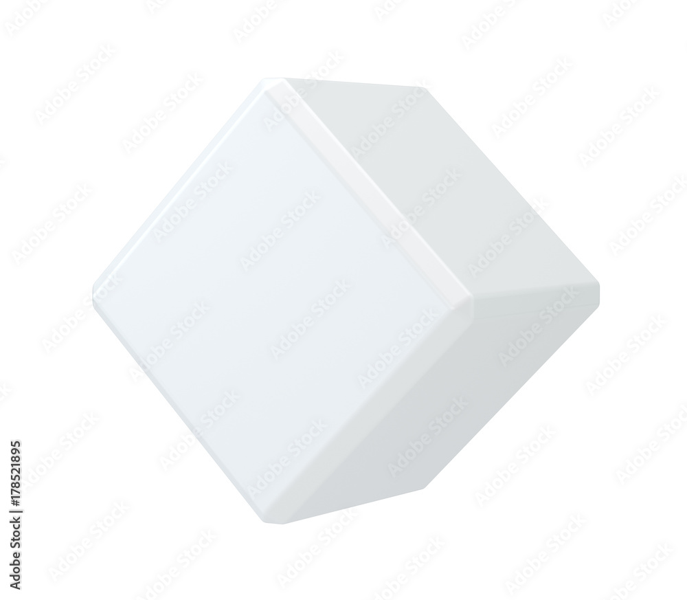 Poster white isolated cube on wall studio background. 3d rendering