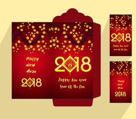 Chinese New Year red envelope flat icon, year of the dog 2018