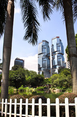 Obraz premium Lippo Centre, Hong Kong, seen from Hong Kong Park
