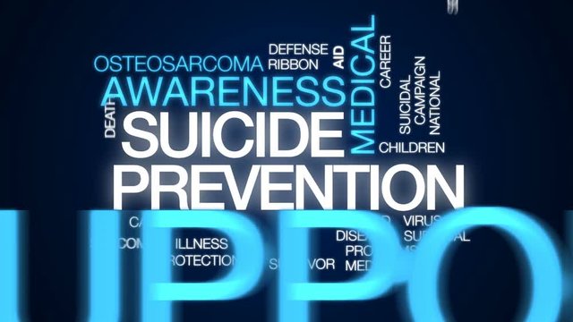 Suicide prevention animated word cloud, text design animation.