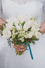 The girls were presented with a bouquet of white roses 8787.