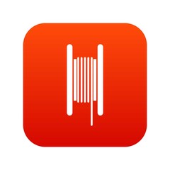 Electric cable in coil icon digital red